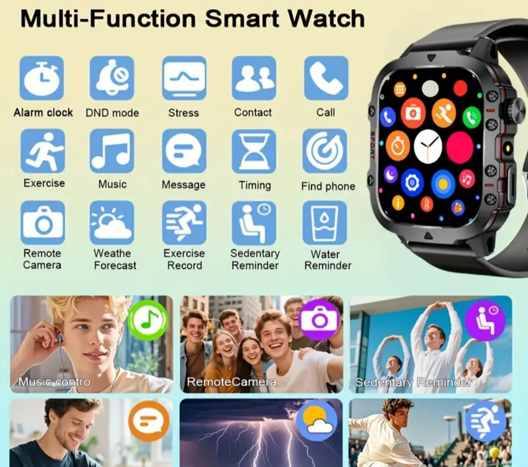 Full-Screen Smartwatch with Wireless Calling & Message Reminders – Silicone Strap