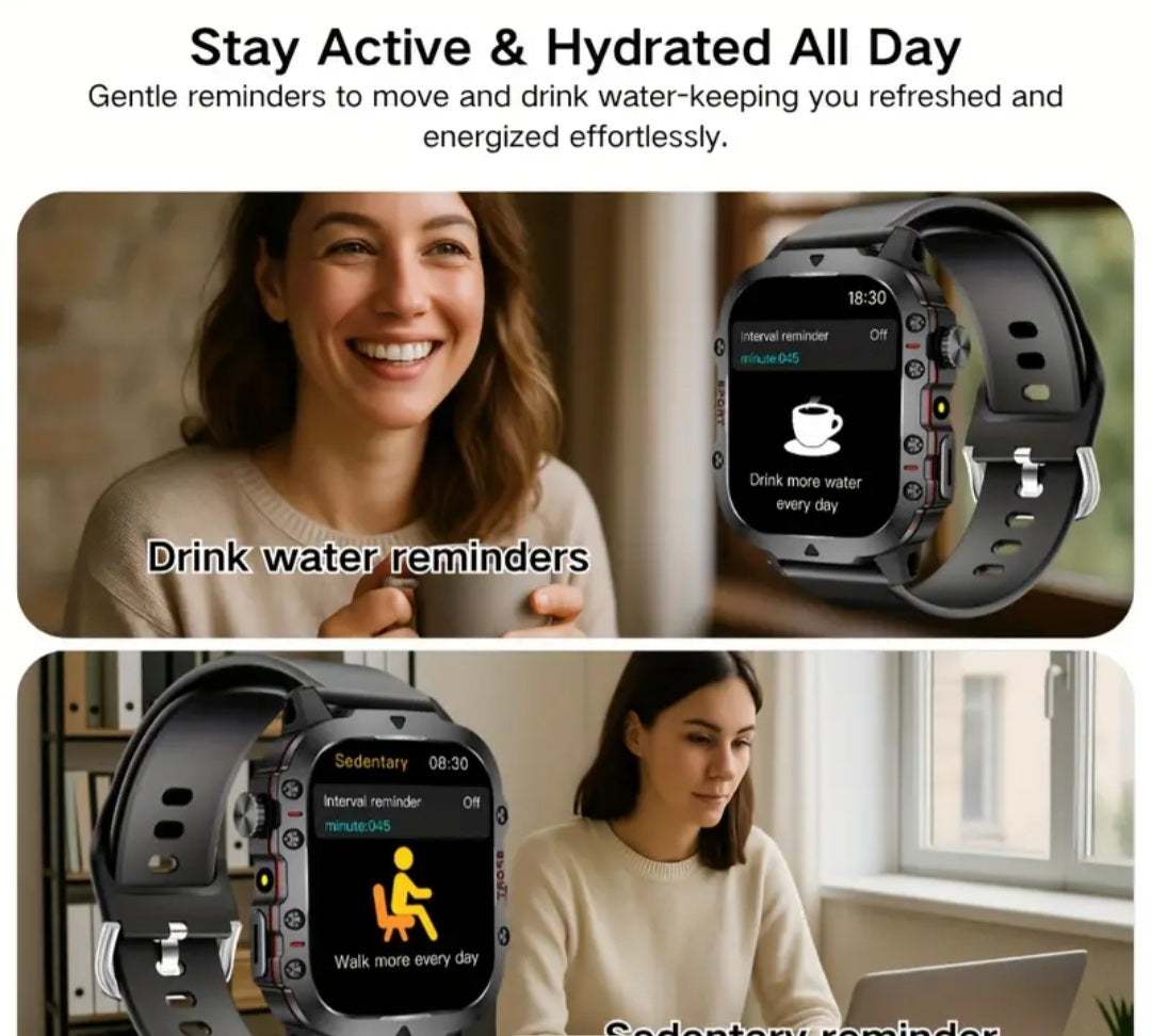 Full-Screen Smartwatch with Wireless Calling & Message Reminders – Silicone Strap