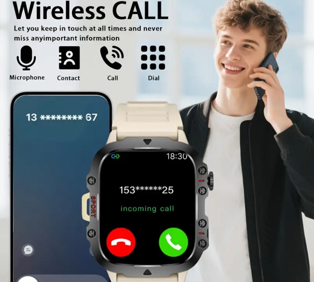 Full-Screen Smartwatch with Wireless Calling & Message Reminders – Silicone Strap